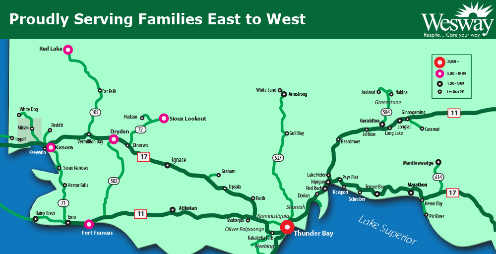 Map of Wesway Service Area